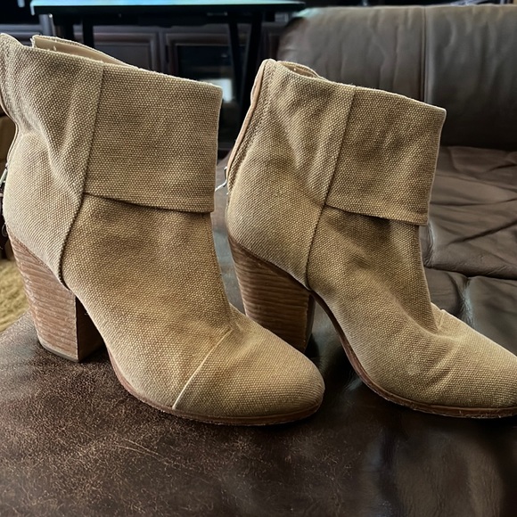Rag & Bone beige canvas booties. Barely worn - heels practically new - Picture 1 of 11